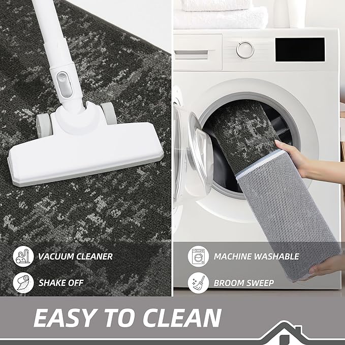 BEQHAUSE Dirt Trapper Door Mat 32"x48" Non-Slip Door Mats Washable Entryway Rugs Stain Resistant Doormat Absorbent Welcome Floor Mat for Front Back Door, Muddy Wet Shoes & Paws,Dark Grey