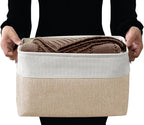 DECOMOMO Storage Baskets for Shelves - Fabric Closet Organizers and Storage Bins, Perfect Baskets for Organizing Closet Toys Nursery (Beige and White, XL - 3 Pack)