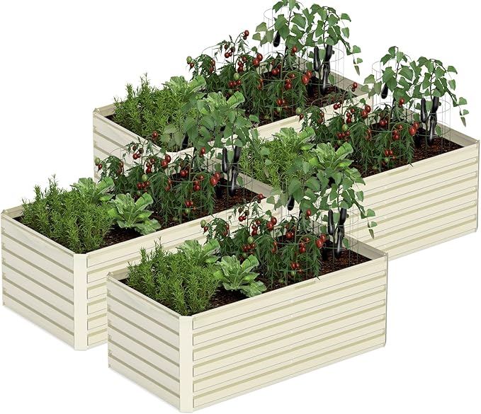 6x3x2 ft Raised Garden Bed, Large Metal Planter Raised Beds, Planters for Outdoor Plants for Vegetables, Flowers, Herbs, Fruits, and Succulents.(4 Pcs, Yellow)