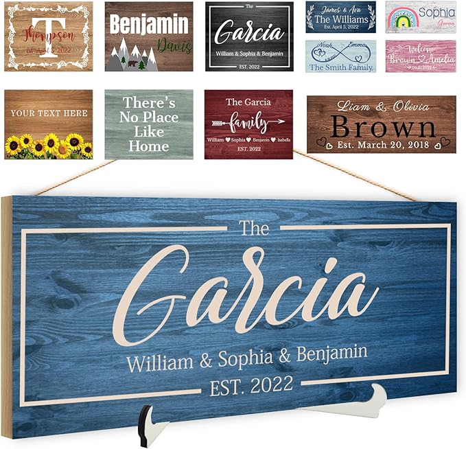 Custom Wood Sign Prsonalized Text Business Home Decor, Personalized Rustic Plaque Board Hanging Wooden Name Sign for Wall Art, Customized Signs Plank Decoration Gifts for Wedding Family Farmhouse Kitchen, Rectangle