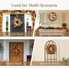 Fall Wreath for Thanksgiving Decorations 24inch - Walasis Large Wheat Wreaths for Front Door - Harvest Grain Gold Autumn Wall Decor for Indoor Outdoor