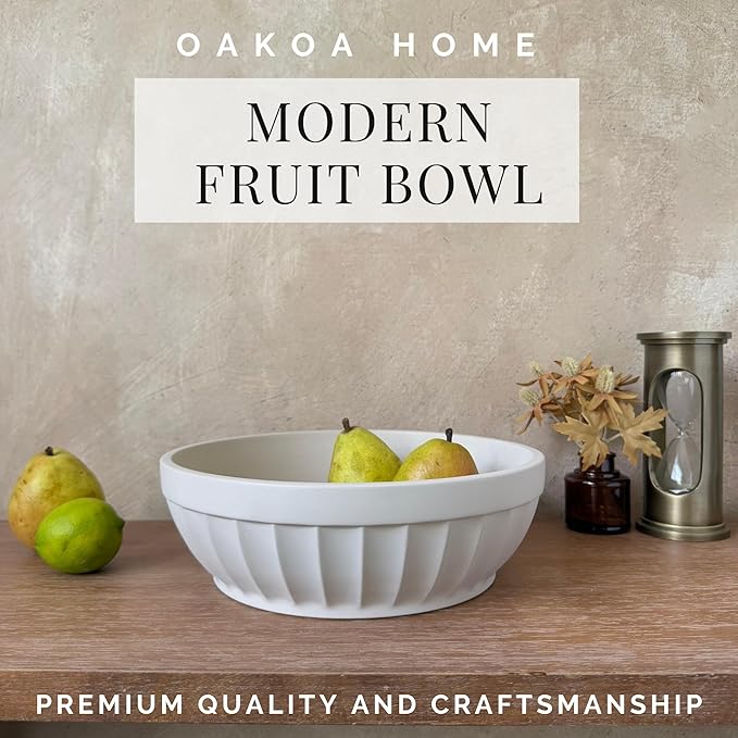 OAKOA Decorative Fruit Bowl for Kitchen Counter - Large Decorative Bowl for Home Decor - Concrete Decor Bowl for Keys Entryway Table - Modern Centerpiece Coffee Table Bowl