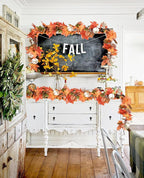 DearHouse 6ft Pumpkin Fall Maple Leaves Garland - Artificial Autumn Foliage Hanging Vine for Thanksgiving, Home, Wedding, Fireplace, Party, Christmas Decor (Orange & Brown)