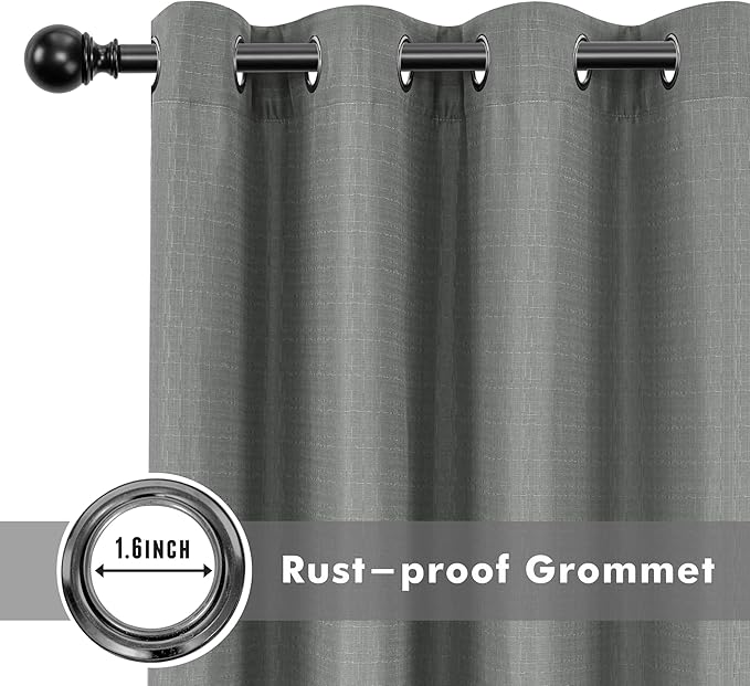 HolidayIdeas 4 Panels Linen Outdoor Curtains for Patio Waterproof Curtains 84 Inch Length-Outside Wide Curtains Weatherproof, Privacy for Pergola, Porch, Gazebo-110 Wide x 84" Long Light Grey