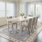 Washable Area Rugs for Living Room - 7x9 Neutral Vintage Distressed Floral Farmhouse Boho Large Soft Floor Rug Indoor Non Slip Carpet for Living Room Bedroom Dining Room Office - Blue
