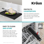 Kraus Multipurpose Over-Sink Roll-Up Dish Drying Rack, Colander and Trivet in Dark Grey, KRM-10DG
