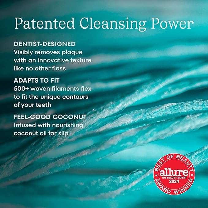 Cocofloss Woven Dental Floss, Dentist-Designed Oral Care, Mint, Waxed, Expanding, Vegan, Kid-Friendly String Floss with Coconut Oil, 4 Spools (33 yd Each)