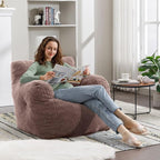 Recaceik Bean Bag Chairs, Tufted Soft Stuffed Bean Bag Chair with Filler, Fluffy Lazy Sofa Chair Lounger, Comfy Giant Bean Bag Chair for Bedroom, Living Room, Brown