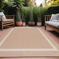 Bordered Outdoor Rug 9x12 Washable Outside Carpet for Indoor Patio Porch Waterproof Easy Cleaning Non Shedding Area Rugs Beige 9 x 12