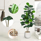 Artificial Fiddle Leaf Fig Tree 5FT, Large Realistic Faux Ficus Lyrata Plant with Pot Large Faux Plant for Indoor Outdoor Home, Office, Living Room, Bathroom Decor