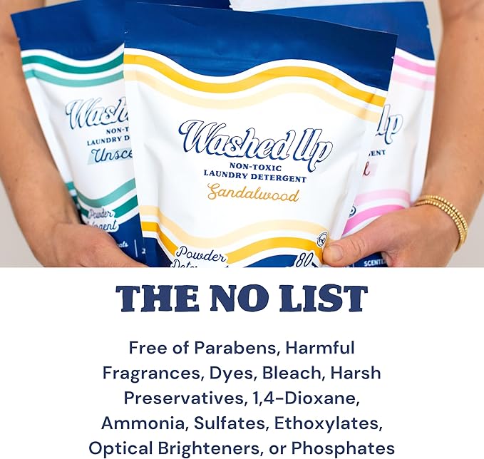 Sandalwood Laundry Detergent Powder | Only 100% Pure Essential Oils | Safe for Sensitive Groups | Powerful Clean | Plant & Mineral-Based | Made in USA | 3lbs