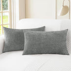 CaliTime Throw Pillow Covers Decorative 12 X 20 Inches Pack of 2 Cozy Chenille Cushion Cases for Couch Sofa Bed Living Room Home Medium Grey