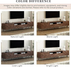 Modern TV Stand for TVs up to 85", Mid-Century Media Console with Checkered Cabinet Doors, Storage Drawers & Open Shelves, Wood Entertainment Center with Metal Legs