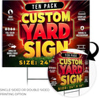 10 Pack 24"x18" Custom Yard Signs with Stakes, Personalized Yard Signs for Outdoors, Customized Full Color Print Corrugated Signs for Business