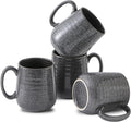 Hasense Dark Grey Coffee Mugs Set of 4, 12oz Ceramic Coffee Cups, Latte Mug with Large Handle for Coffee, Tea, Milk and Hot Cocoa,Easy Hold & Clean, Dishwasher & Microwave Safe
