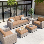 hyha Waterproof Couch Cushion Covers, Stretch Sofa Couch Seat Slipcover for Dog Washable, Non-Slip Waterproof Outdoor Cushion Covers for Patio Furniture Replacement (3 Pieces, Camel)