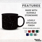 DISCOUNT PROMOS Ceramic Campfire Coffee Mugs 13 oz. Set of 10, Bulk Pack - Perfect for Tea, Espresso, Cappuccino, Hot Cocoa - Black