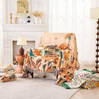 Boho Throw Blanket, 100% Cotton Ultra Soft Luxury Throw Rustic Quilt, Floral Printed Farmhouse Decor Bed Summer Blankets, All Season Rustic Reversible Bohemian Throw for Bed (90"x98" Yellow
