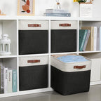 DULLEMELO Storage Baskets, 13 Inch Cube Storage Bins for Shelves Closet Nursery Toy Storage, Foldable Linen Closet Organizers Storage Baskets for Toy Closet Storage?4 Pack - 13" White&Black)