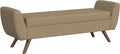 HomePop Modern Storage Bench with Wood Legs Home Décor|Bench with Storage for Living Room & Bedroom - Brown Boucle