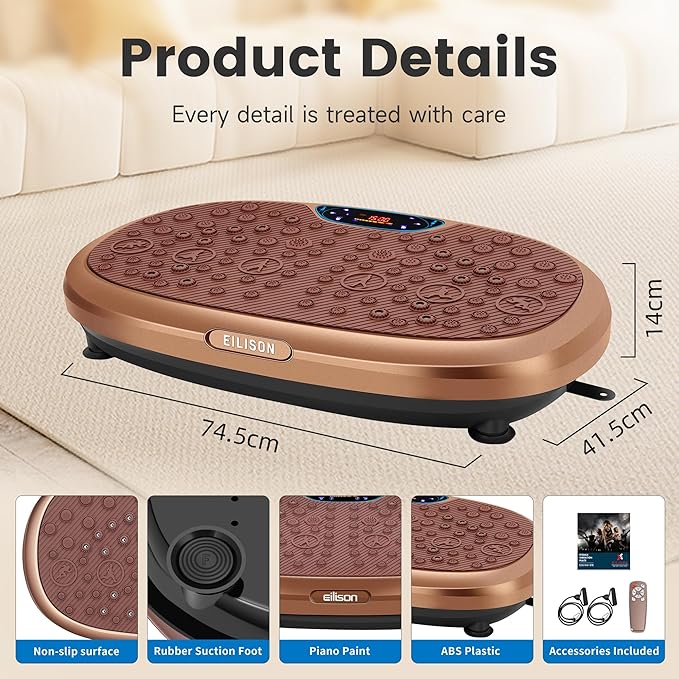 EILISON FitMax 3D XL Vibration Plate Exercise Machine - Whole Body Workout Vibration Platform w/Loop Bands - Lymphatic Drainage Machine for Weight Loss, Shaping, Wellness, Recovery