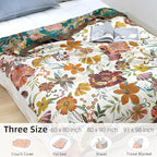 Boho Throw Blanket for Bed - 100% Pure Cotton Ultra Soft Rustic Quilt - Farmhouse Decor Bed Blankets, All Season Rustic Throw for Sofa Couch Chair(60"×80", Floral Blossom)