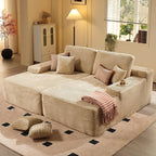 ovios 81" Oversized Sectional Double Lounge Chaise with Cloud Plush Sofa Bed, No Assembly Required, Fluffy Modern Sleeper Loveseat Chair for Indoor Living Room Bedroom Reading, Beige (Plush Fabric)