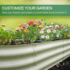 Gardmax Galvanized Raised Garden Bed, Lightweight Planter Boxes Outdoor with Easy Assembly, Large Garden Bed for Vegetables, Fruits, Flower Milk White