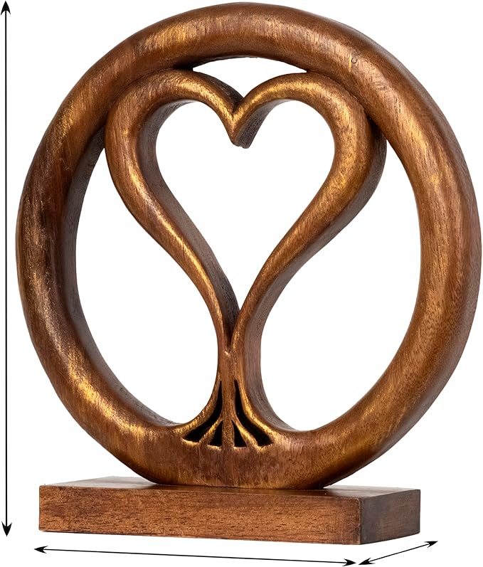 Decozen Gifts for Mom - Wooden Heart Sculpture - Mother's Day Birthday Gifts, Home, Office, Living Room, Shelf, Fireplace, Farmhouse, Tabletop, Boho and Mantle Decor - Mothers Day Decorations