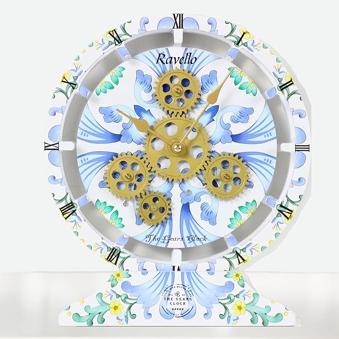 The Gears Clock Wall Clock Italy Collection with Moving Gears (Ravello, 10 inch Round)