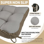 BUYUE Chair Cushion Set for Rocking Chair, Back Pillow & Seat Cushion with Ties, Original Woven Fabric Non-Slip Chair Pads for Elderly Sitting, Brown