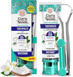 GuruNanda Hydroxyapatite Toothpaste, SLS & Fluoride Free, Whitening Toothpaste - Freshens Breath, Fights Plaque - Natural CocoMint Jasmine Neem, 4.2oz