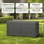 120 Gallon Deck Box,Resin Outdoor Storage Box with Lockable for Patio Furniture, Pool Accessories, Garden Tools Waterproof Outside Storage Box, Black