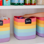 NaturalCozy Storage Cubes 11 Inch Cotton Rope Woven Baskets for Organizing, 3-Pack | Cube Storage Bin | Square Storage Baskets for Shelves Organizer, Classroom, Kids Toy Bins, Closet, Baby Nursery