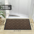 Yimobra Front Door Mat Outside Entrance, All-Weather All-Season Welcome Doormat Outdoor Indoor, Natural Rubber, Stain and Fade Resistant, Low Profile, Easy Clean Patio Porch Mat, 29.5x17, Brown