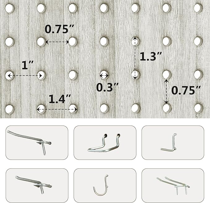 6 Panel Pegboard Room Divider, 5.6Ft Pegboard Display Folding Privacy Screens, Wood Room Divider Peg Board Display Freestanding for Trade Show Craft Show Home Wall Organizer, Retro White
