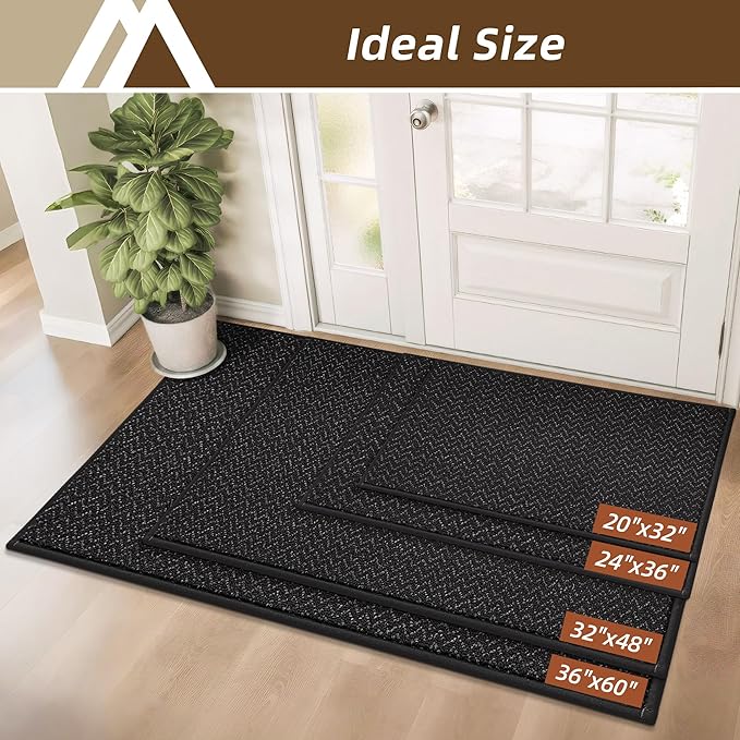 COSY HOMEER-Door-Mat 32"x48" Non Slip Absorbent Entryway Rugs Dirt Trapper Doormats Washable Entrance Mats Low Pile Welcome Floor Mat for Front Back Door and Entry Mats,Black
