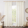 LAMIT Linen Curtains 108 Inches Long for Living Room, Bronze Grommet Linen Textured Sheer Curtains Light Filtering Panels for Boho Farmhouse, 2 Panels, 52 x 108 Inch, Cream