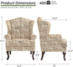 Accent Chair, High Back Upholstered Armchair with High Resilience Sponge & Wood Legs, Mid-Century Modern Comfy Single Sofa Reading Chairs for Living Room, Bedroom (Floral Sand, Set of 2)