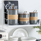 Large Storage Containers with Lids, Ceramic Coffee Container Kitchen Food Storage Cookie Jars with Airtight Lid for Spice Sugar Tea Bag, Stackable Decorative Jars for Counter, Grey & 61oz