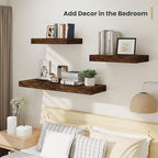 Heimlove 12" Deep Floating Shelves, 36 x 12 Inch Wall Mounted Long Floating Shelf with Invisible Brackets, for Home Decor, Bedroom, Kitchen, Living Room, Bathroom - 2 Pack, Rustic Brown