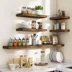 16 Inch Floating Shelves, 16"x9.25"x1.5" Inch Deep Floating Shelves for Wall, Wooden Shelves for Bathroom, Bedroom, Living Room, Brown