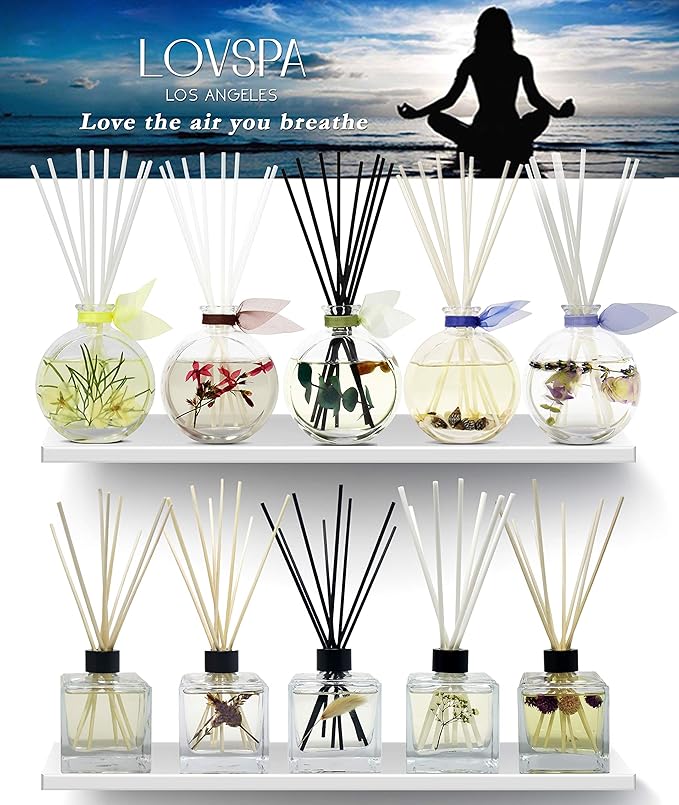 LOVSPA Reed Diffuser Set, Warm Vanilla Sugar Scented Oil Diffuser with Sticks, Home Fragrance Accessories for Bathroom Shelf Decor, Aroma Diffusers for Home or Office Fall Decor, USA Made