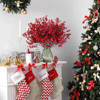 Sggvecsy 15 Pcs Babys Breath Artificial Flowers Gypsophila Bouquets Bulk Real Touch Fake Silk Flowers for Home Wedding DIY Floral Arrangement Kitchen Christmas Centerpiece Festival Decoration (Red)