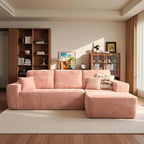 ovios 104" Cloud Sectional Couch with L-Shape Chaise,Modern Modular Sofa with Deep Seat, Upholstered Couches for Living Room Bedroom,No Assembly Required, Pink (Plush Corduroy Fabric)