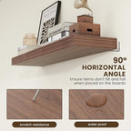 12 Inch Deep Floating Shelves, 48W x 12D Rustic Large Floating Shelves, Deep Walnut Wood Wall Shelves Set of 1 for Living Room Bathroom Laundry Room Bedroom Kitchen Home Office - Walnut