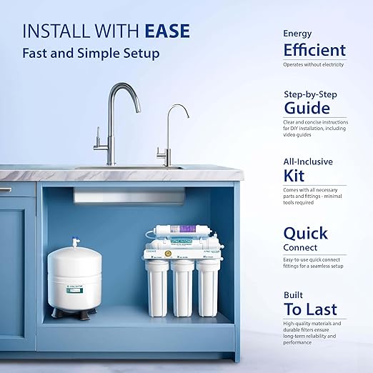 APEC Water Systems ROES-PH75 Essence Series Top Tier Alkaline Mineral pH+ 75 GPD 6-Stage Certified Ultra Safe Reverse Osmosis Drinking Water Filter System with Extra High Capacity Filter Set Stage 1-3
