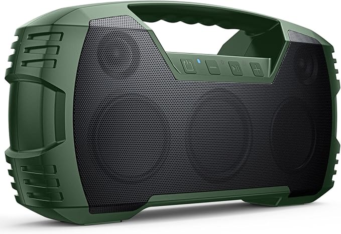 IPX7 Waterproof Bluetooth Speaker, 40W (60W Peak) Portable Wireless Speakers, 32H Playtime, Stereo Loud Sound, Deep Bass, Bluetooth 5.0, Built-in Mic for Camping, Party, Outdoor, Gifts, Beach-Green