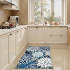 Area Rug 2x3 Blue White Washable Entry Small Rug Multicolored Tropical Botanical Modern Floral Indoor Kitchen Door Mat Entrance Carpet Non Slip for Bedroom Living Room, Porch