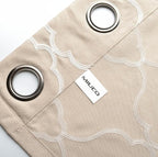 MIUCO Moroccan Embroidered Semi Sheer Curtains Faux Linen Grommet Curtains for Kitchen 52 x 84 Inch 2 Panels, Linen